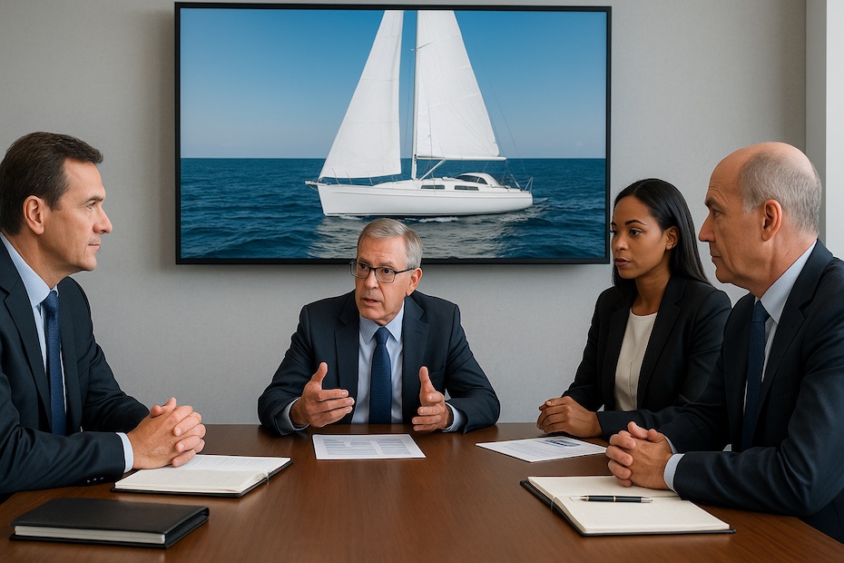 Executive leadership session applying sailing-based decision principles
